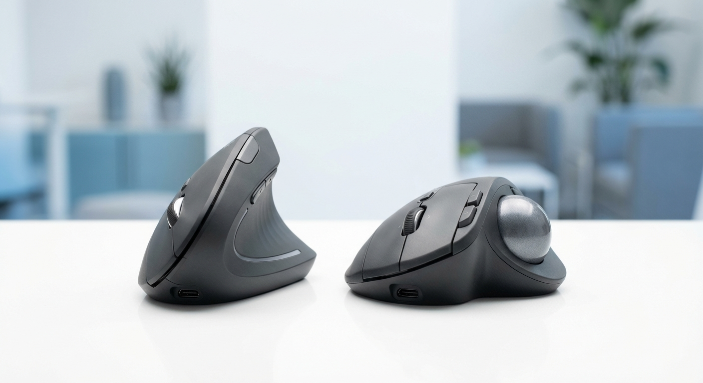 Vertical mouse versus trackball core decision hero visual